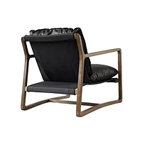 Relax Club Chair - Black Leather with Black PU Frame