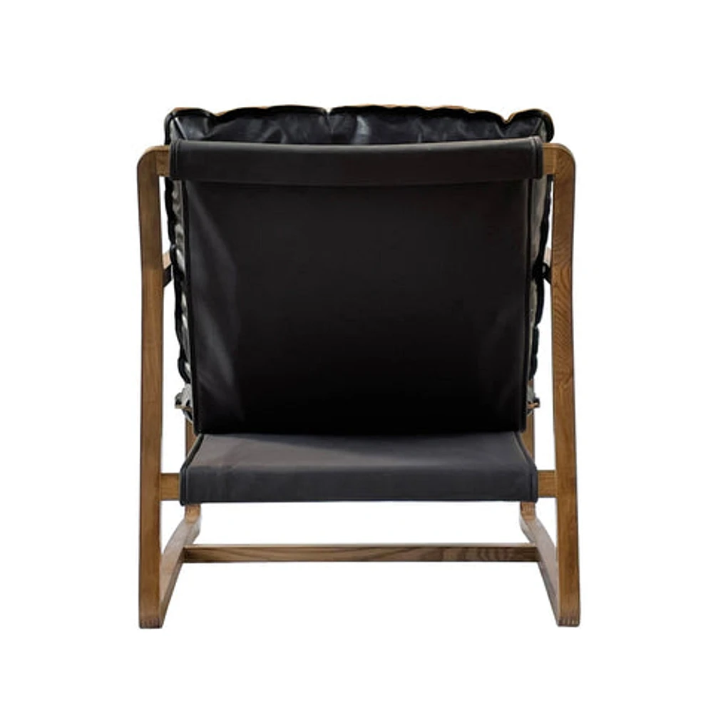 Relax Club Chair - Black Leather with Black PU Frame