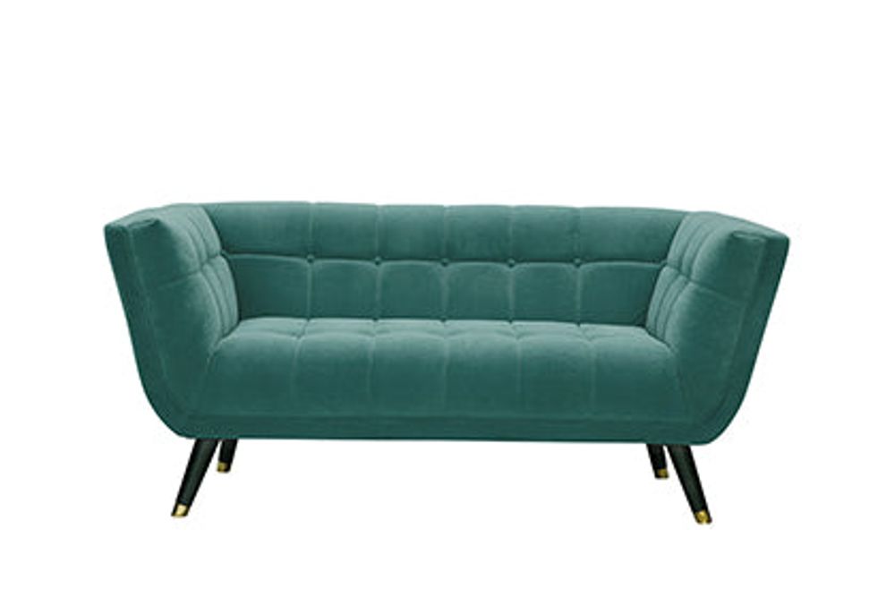 Arca Mid Century Velvet  Loveseat -Jade Green