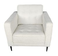 Lucas Mid Century Fabric Chair - Mina 035 White