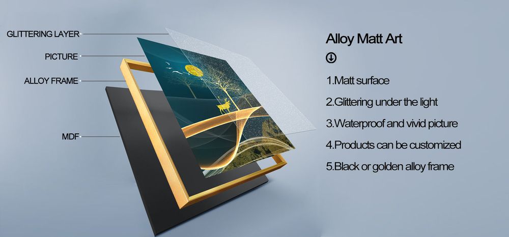 Bellini Set of 3 Alloy Matt - Golden Frame Wall Art