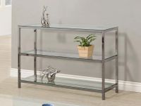 Ontario Sofa Table With Glass Shelf Black Nickel