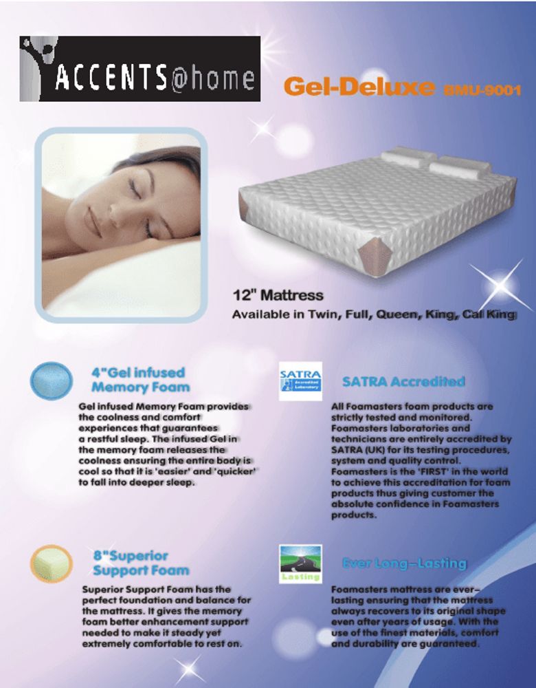 12" Gel- Deluxe Memory Foam Mattress