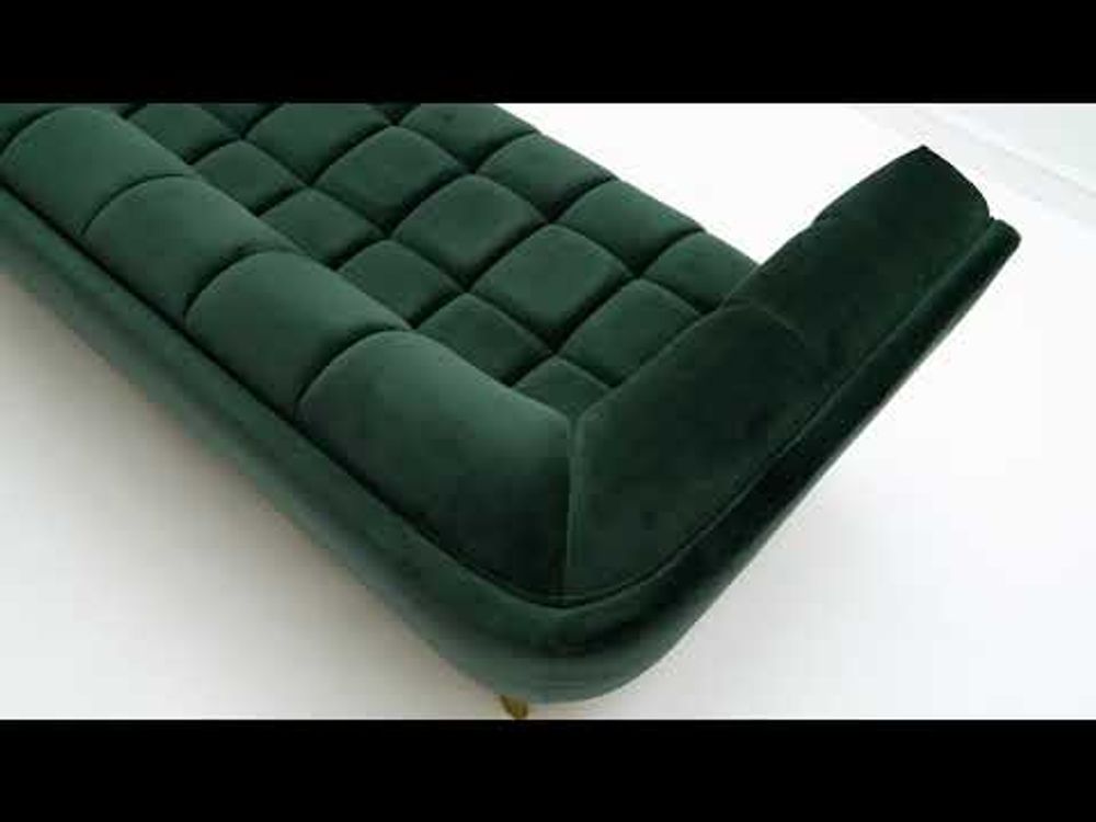 Yaletown Mid Century Tufted Fabric Accent Chair Gold Legs -Moss Green  #14