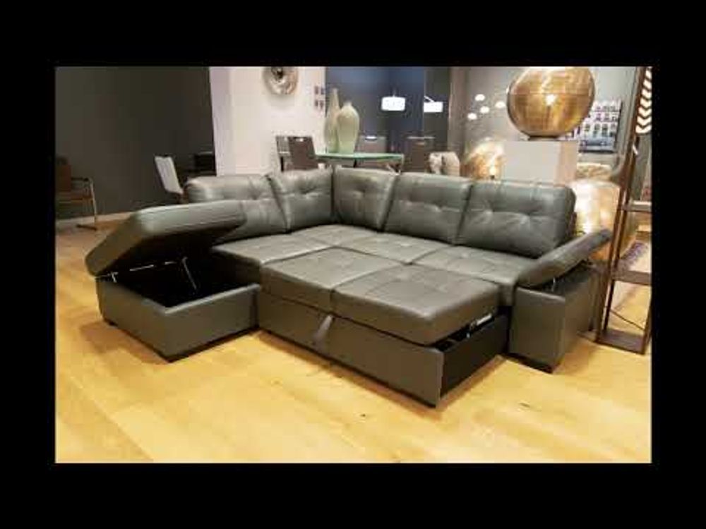 Candace Pop Up Sleeper Sectional With Storage Chaise -Tanner Steel