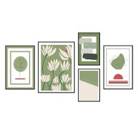 Bellisa Set of 5 Alloy Matt - Black Frame Wall Art