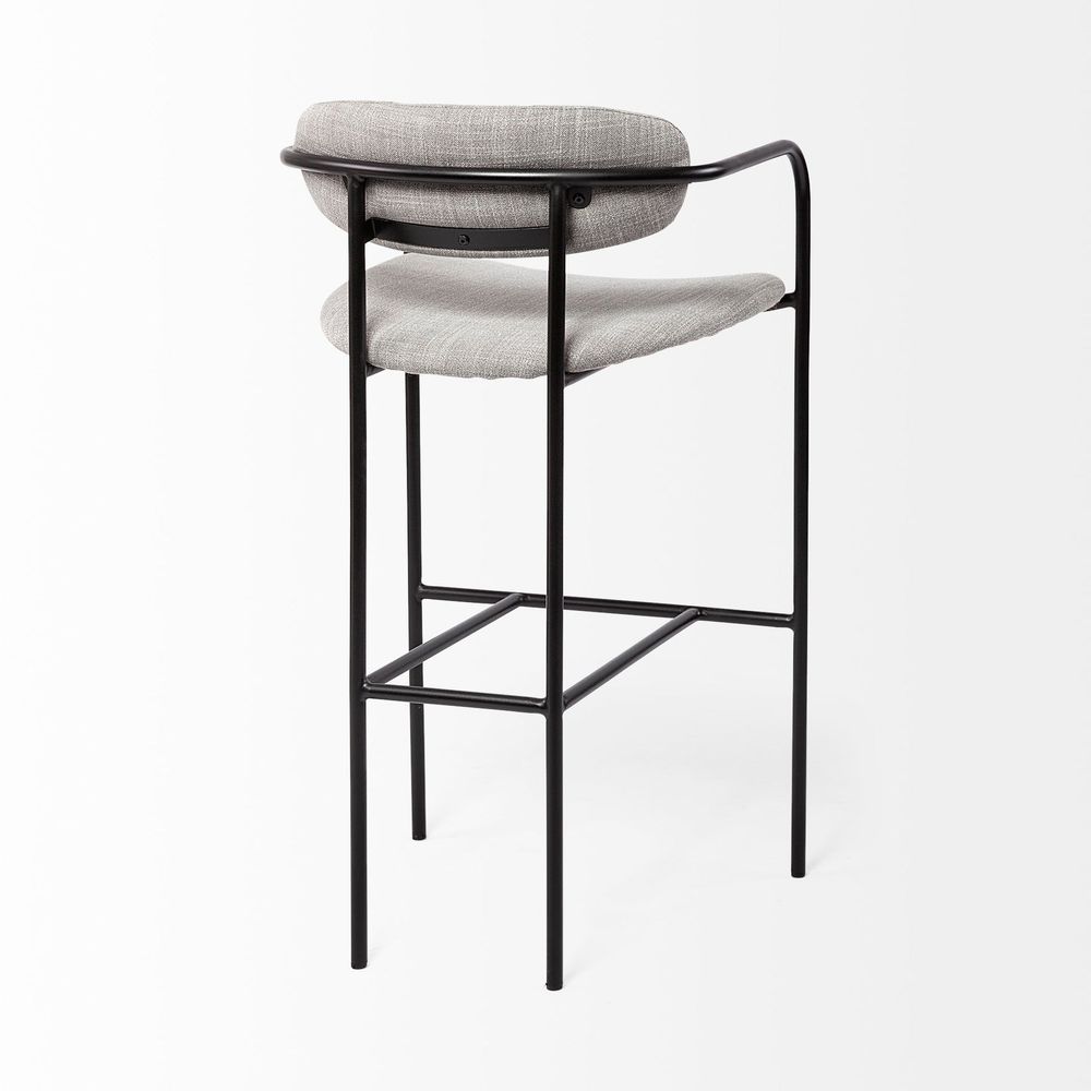 Parker Frost Gray Fabric Seat Black Bar Stool