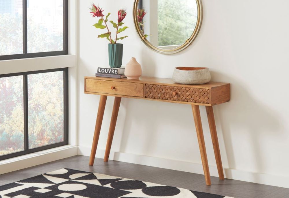 2-Drawer Console Table Natural Brown