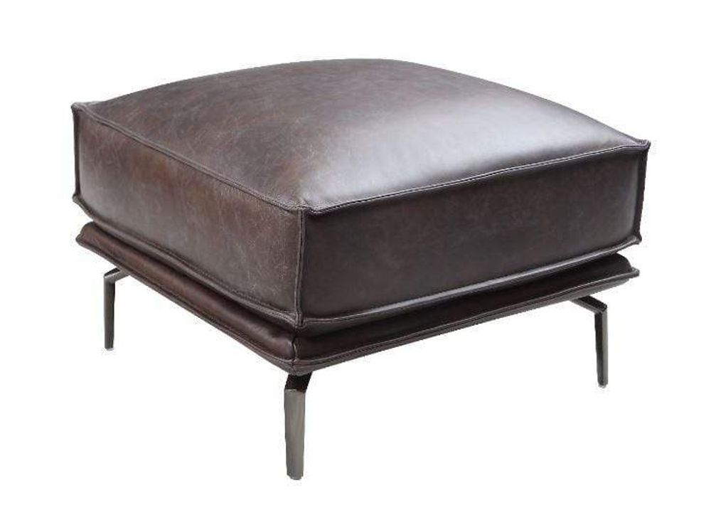 Coachella Genuine Leather Ottoman - Imperial Brown