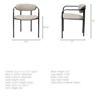 Parker Dining Chair Series featuring Upholstered Seat/Back with Metal Frame