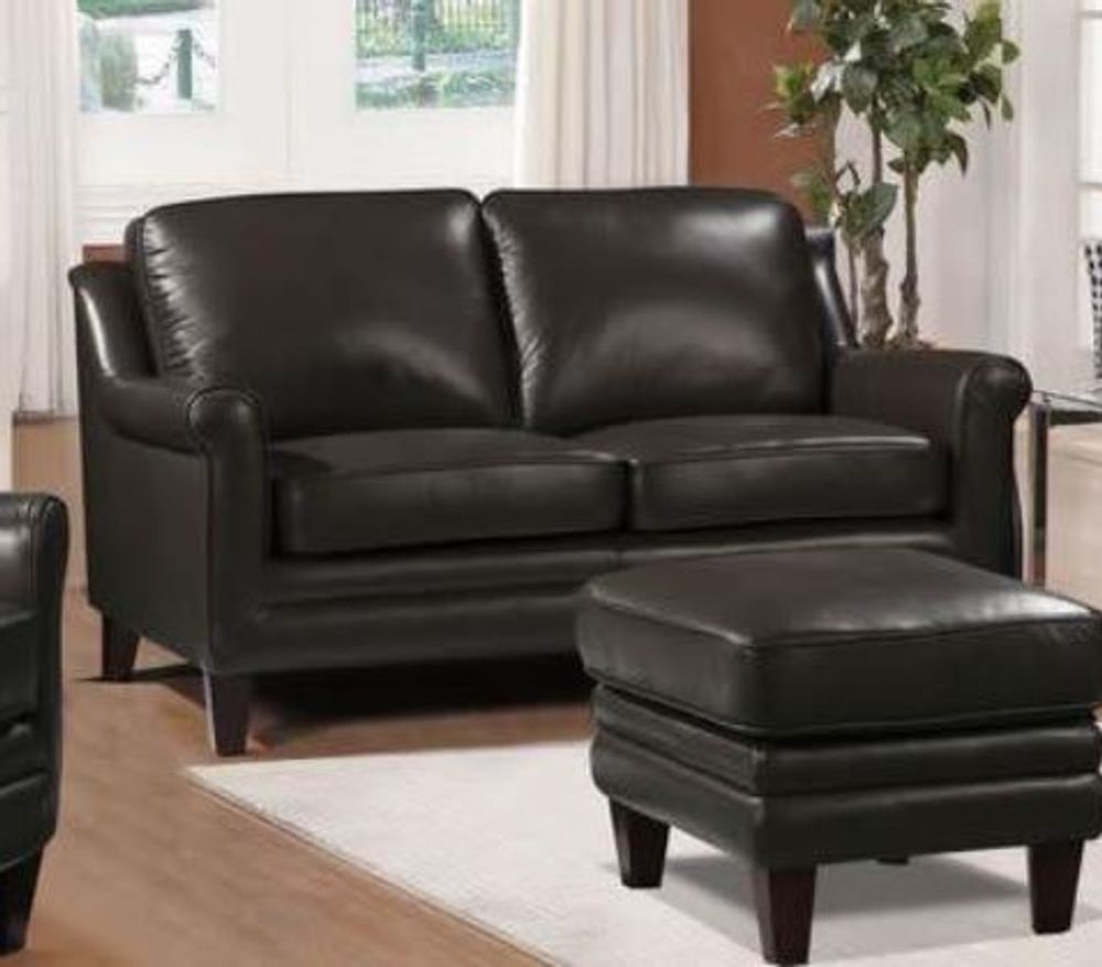 Grandover Genuine Leather Loveseat-Grey