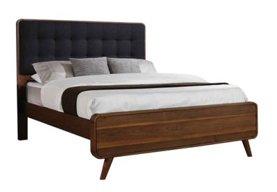 Robyn Queen Bed With Upholstered Headboard Dark Walnut
