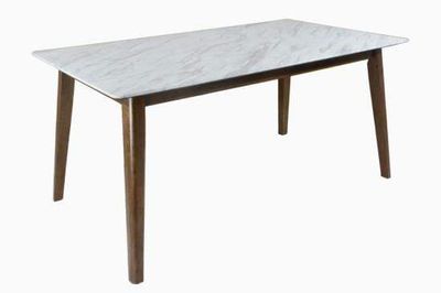 Andro Faux Marble Dining table - Natural Walnut