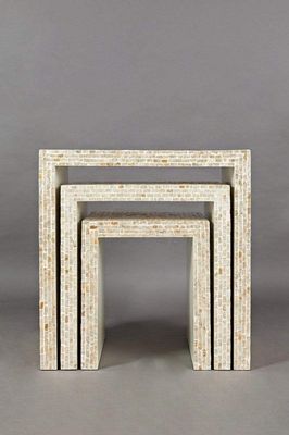 Global Archive Capiz Basket Weave Nesting Tables (Set of 3)1730-14SND