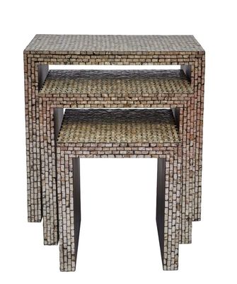 Global Archive Capiz Basket Weave Nesting Tables  (Set of 3)