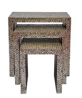 Global Archive Capiz Basket Weave Nesting Tables  (Set of 3)