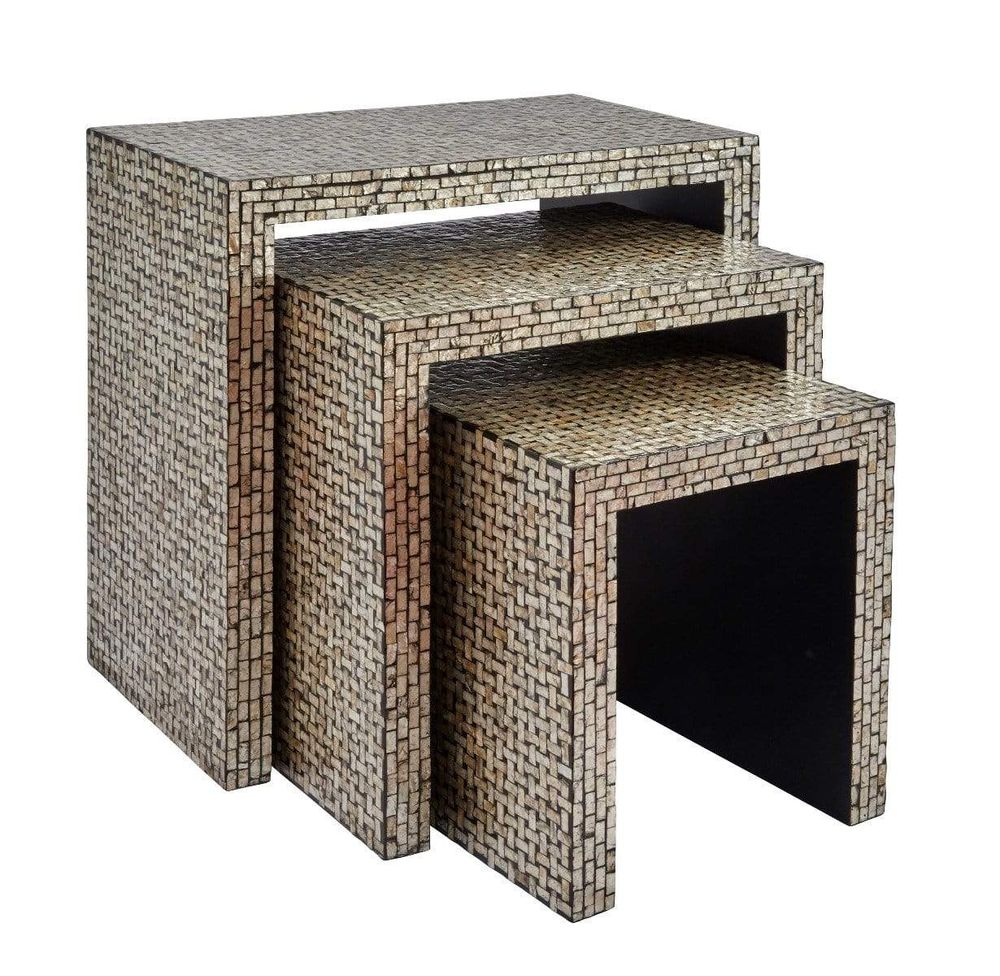 Global Archive Capiz Basket Weave Nesting Tables  (Set of 3)