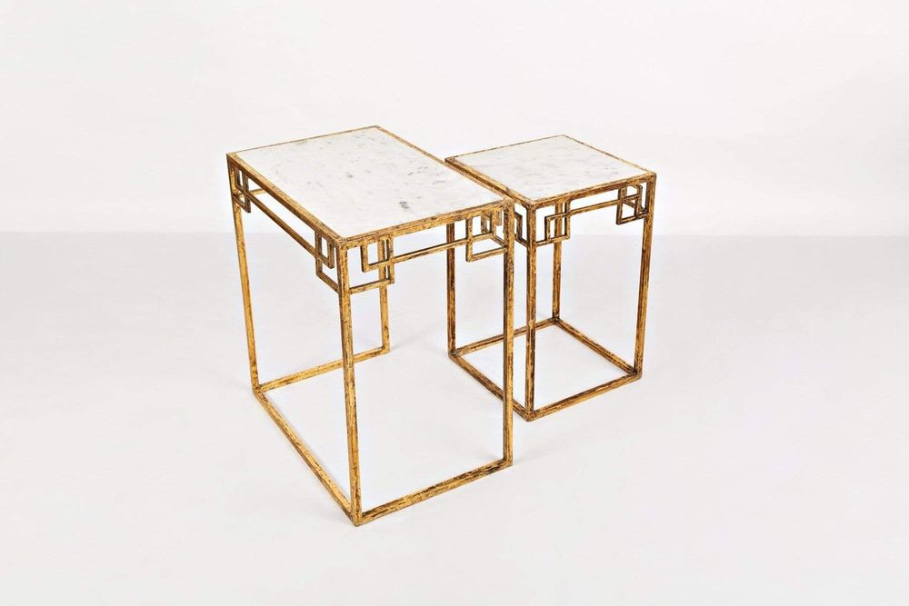 Global Archive Marble and Matte Gold Nesting Tables (Set of 2)