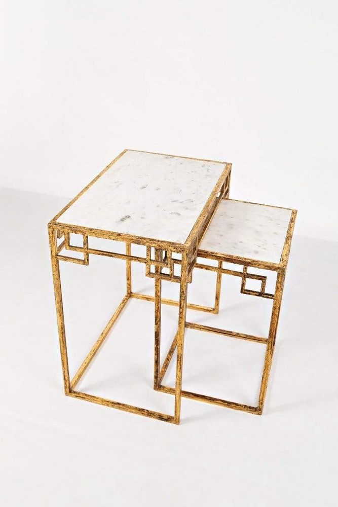 Global Archive Marble and Matte Gold Nesting Tables (Set of 2)