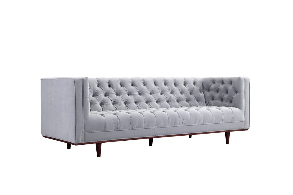 Joseph Tufted Mid Century Velvet Sofa  - Grey