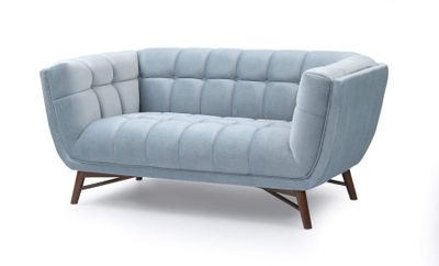 Kitsilano Mid Century Tufted Fabric Loveseat - Velvet Light Blue