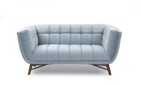 Kitsilano Mid Century Tufted Fabric Loveseat - Velvet Light Blue