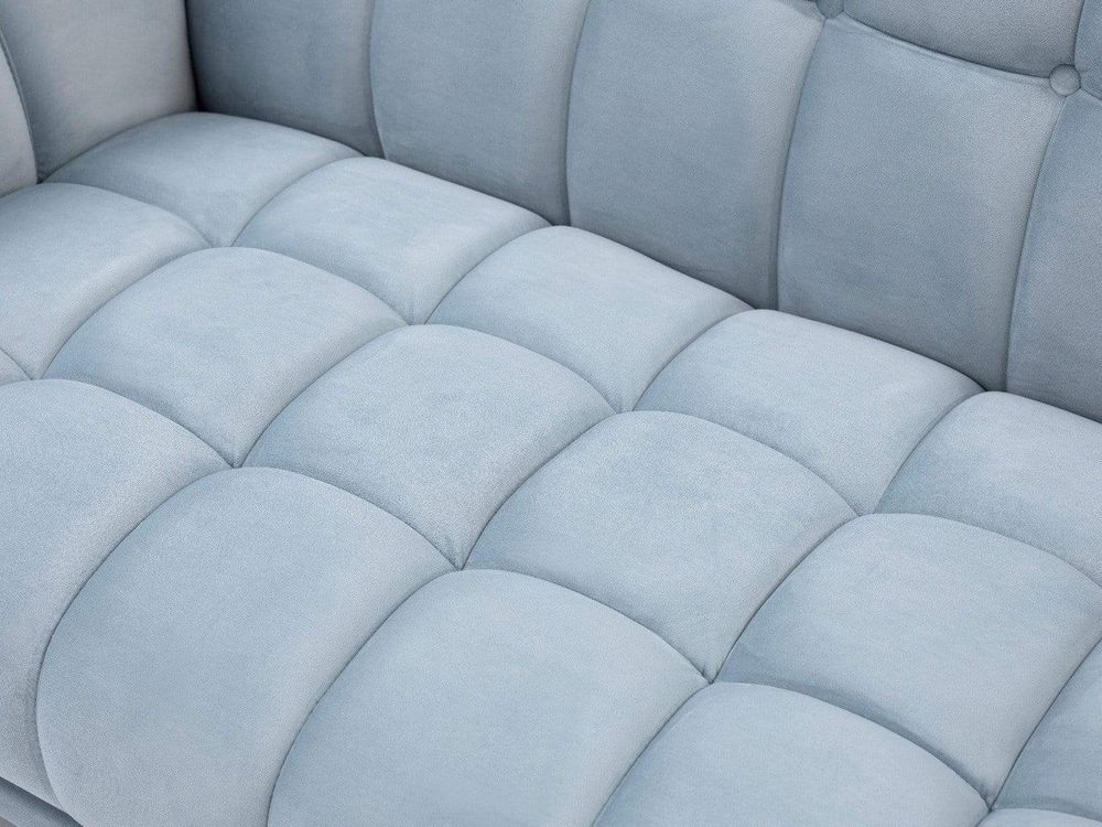 Kitsilano Mid Century Tufted Fabric Loveseat - Velvet Light Blue