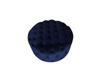 Maja Small Round Tufted Cocktail Ottoman - Blue Velvet