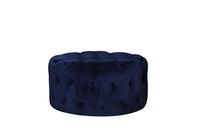 Maja Small Round Tufted Cocktail Ottoman - Blue Velvet