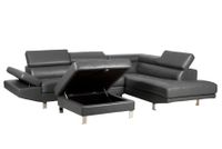 Roma Leather Gel Sectional - Tanner Grey