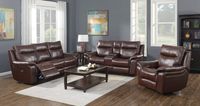 Rosan Genuine Leather Power Recliner Console Loveseat - Brown