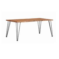 Industrial Rectangular Dining Table Natural Acacia And Matte Black