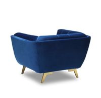 Yaletown Mid Century Tufted Fabric Accent Chair Gold Legs -Royal Blue #66