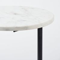 Ballatine II 15L x 15W White Marble Round Top White W/ Black Metal Base Accent Table