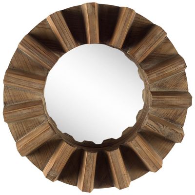 Sprocket Wall Mirror Series (Brown Wood Frame Mirror)