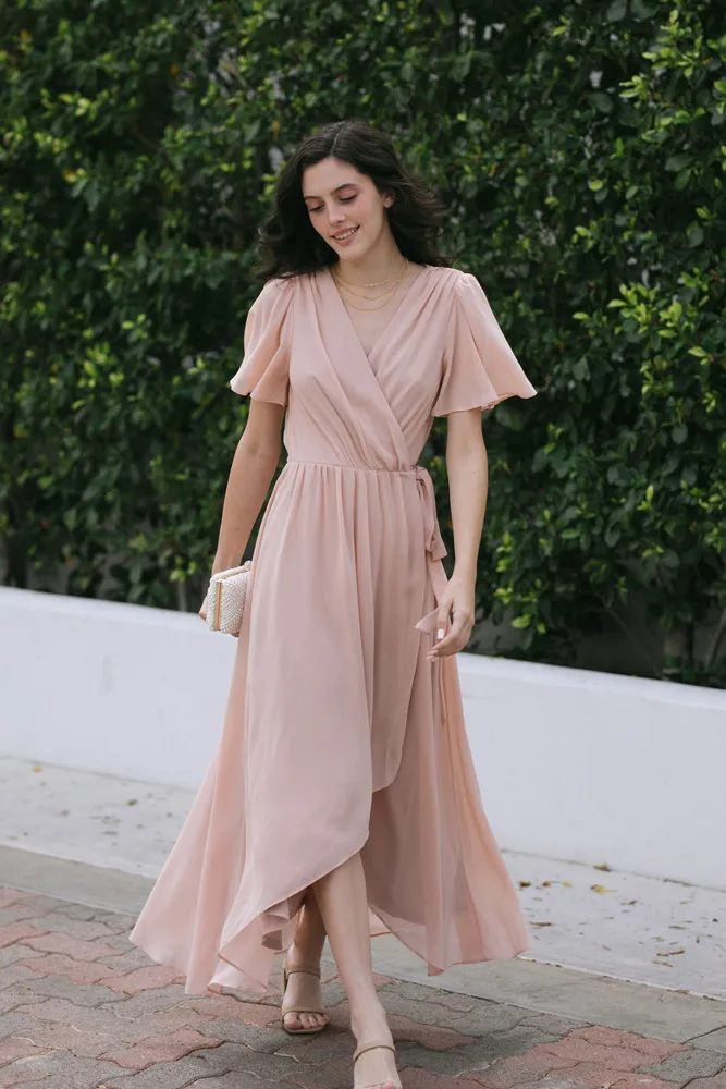 surplice wrap maxi dress