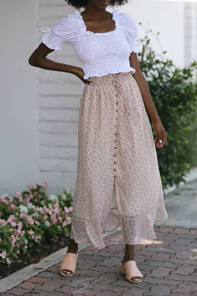 Mikarose Beatrice Buttoned Maxi Skirt