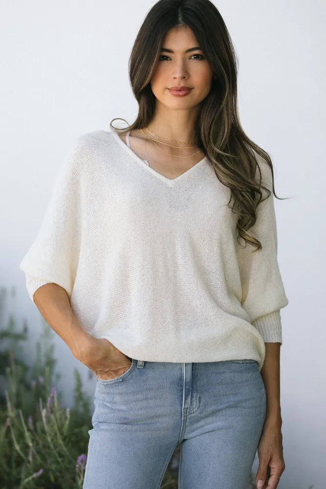 Brandy Melville 3/4 Sleeve Gray Ribbed Tee