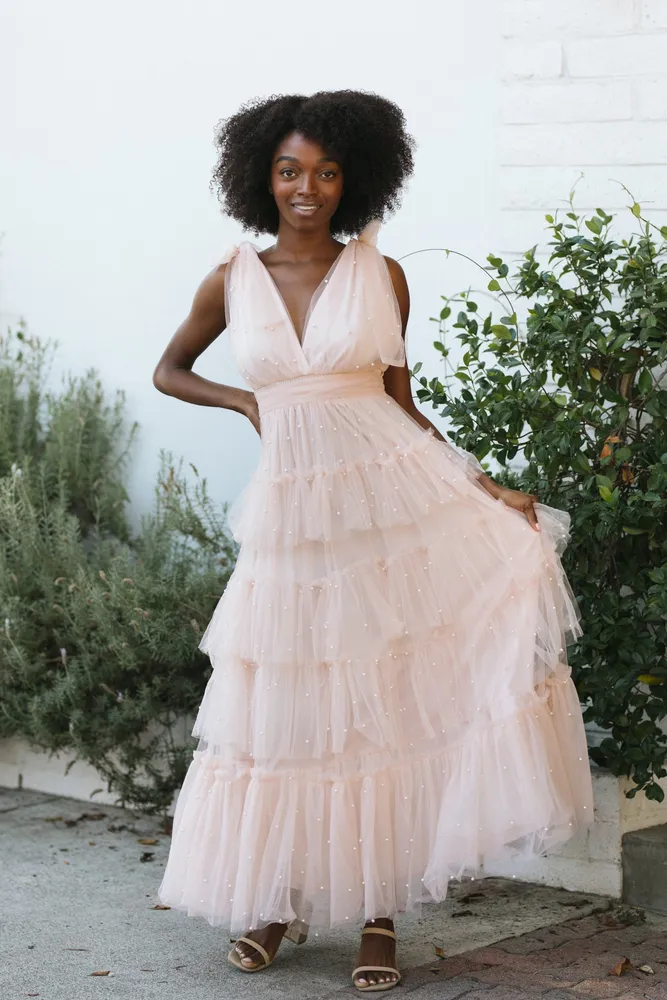 Mable Tori Pearl Tulle Maxi Dress