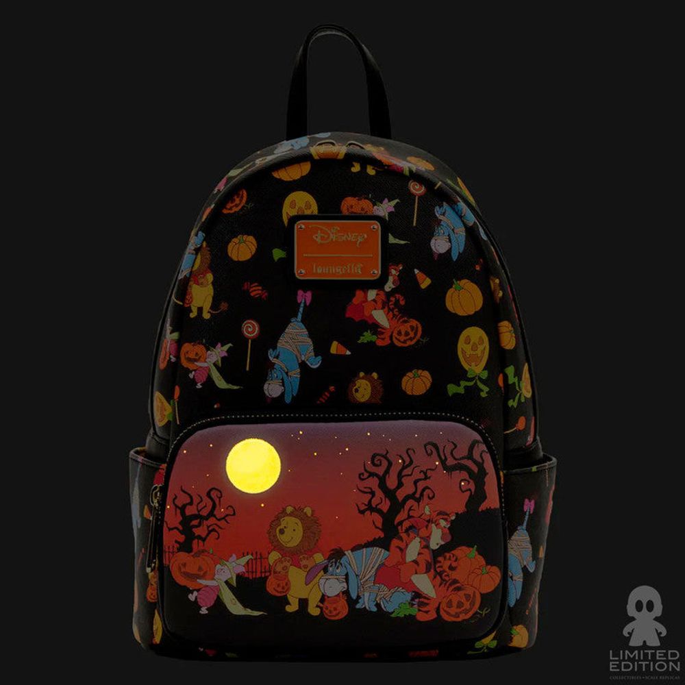 Loungefly Mini Backpack Halloween Group Glow Winnie The Pooh By Disney - Limited Edition