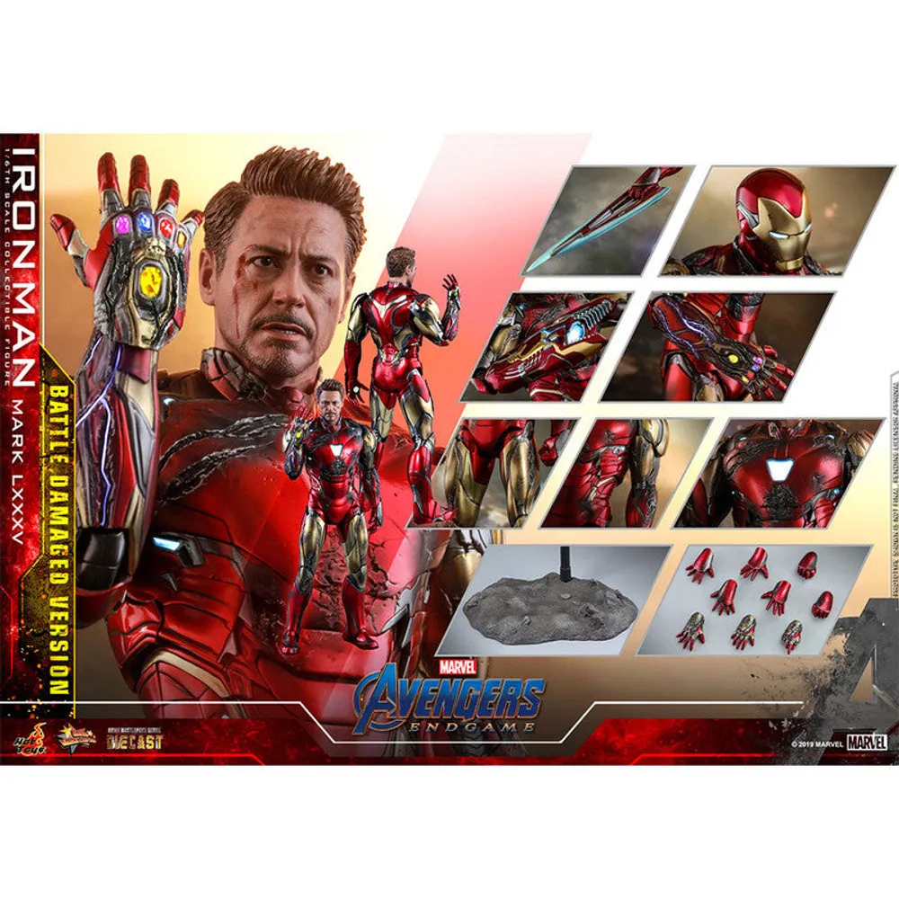 Hot Toys Figura Articulada Iron Man Mark Lxxxv Diecast Battle Damaged Bonus Version Escala 1:6 Avengers: Endgame By Marvel - Limited Edition