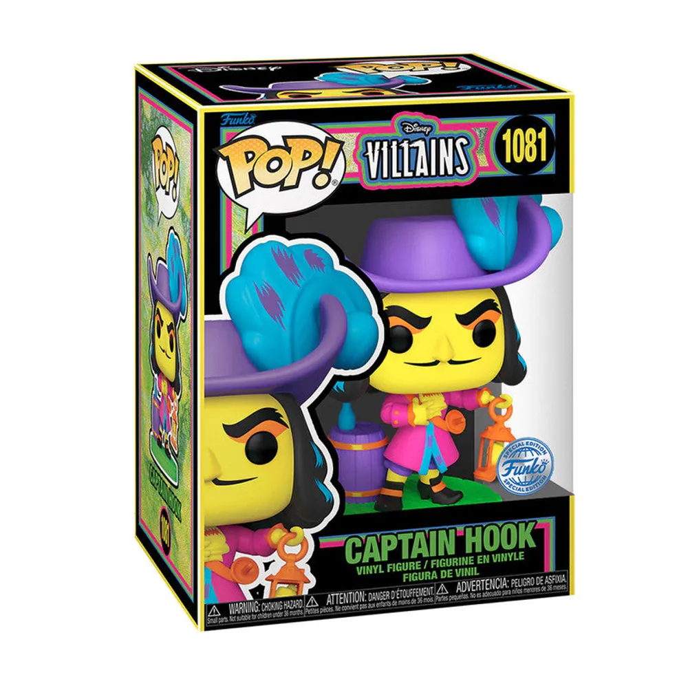 Funko Pop Captain Hook 1081 Special Edition Blacklight Villains By Disney - Limited Edition