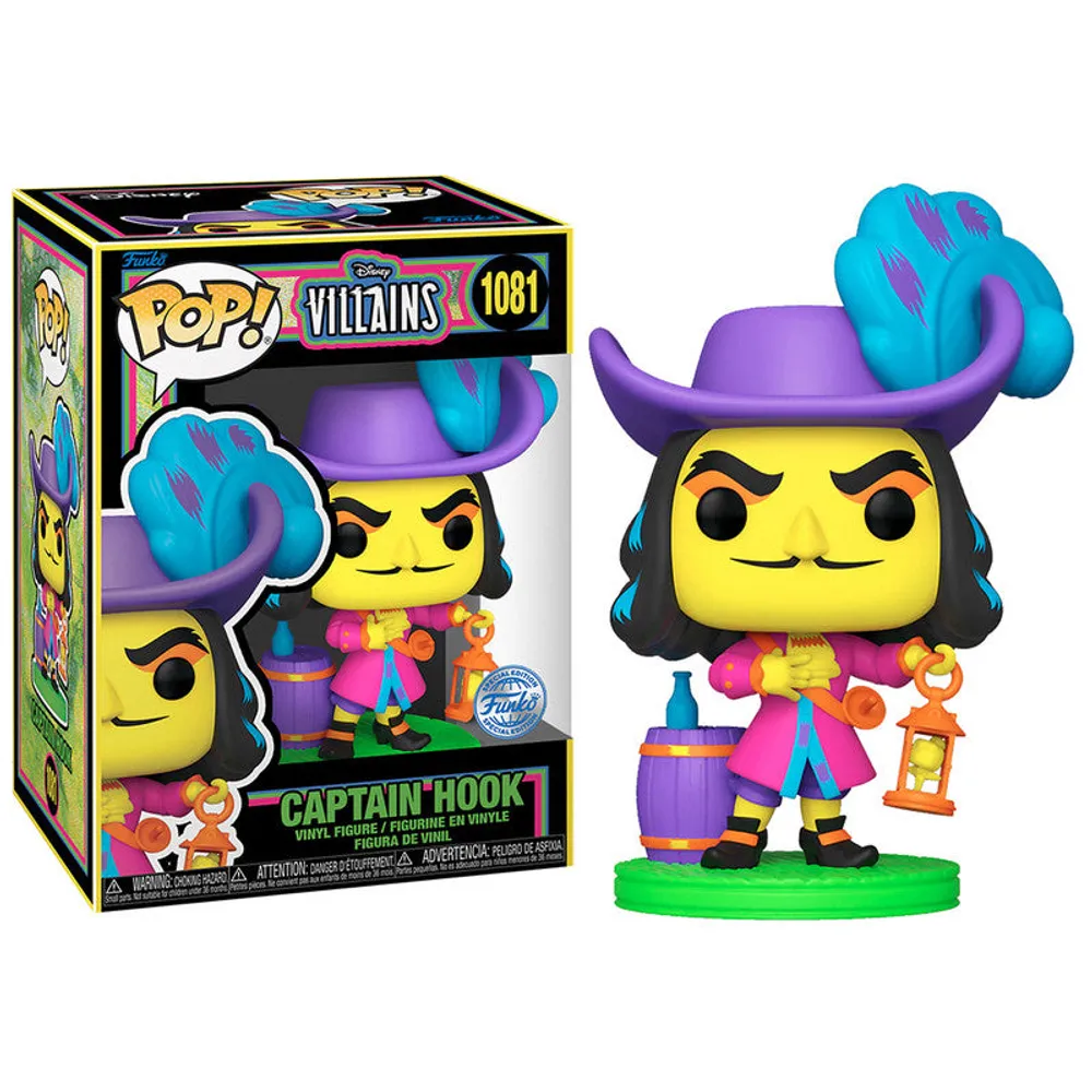 Funko Pop Captain Hook 1081 Special Edition Blacklight Villains By Disney - Limited Edition