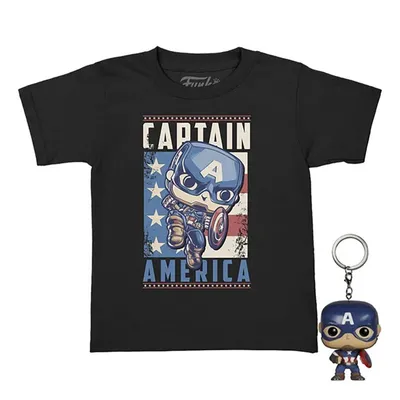 Funko Set Llavero & Playera Niño Capitán América By Marvel - Limited Edition