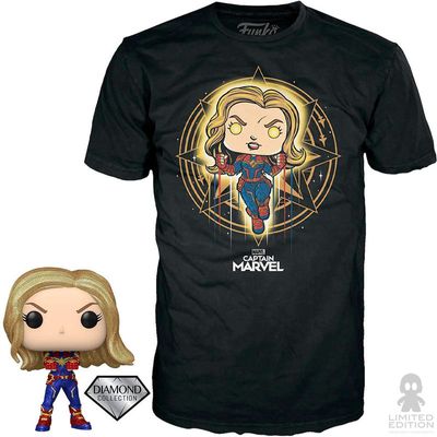 Funko Set Pop Y Playera Captain Marvel By Marvel - Limited Edition