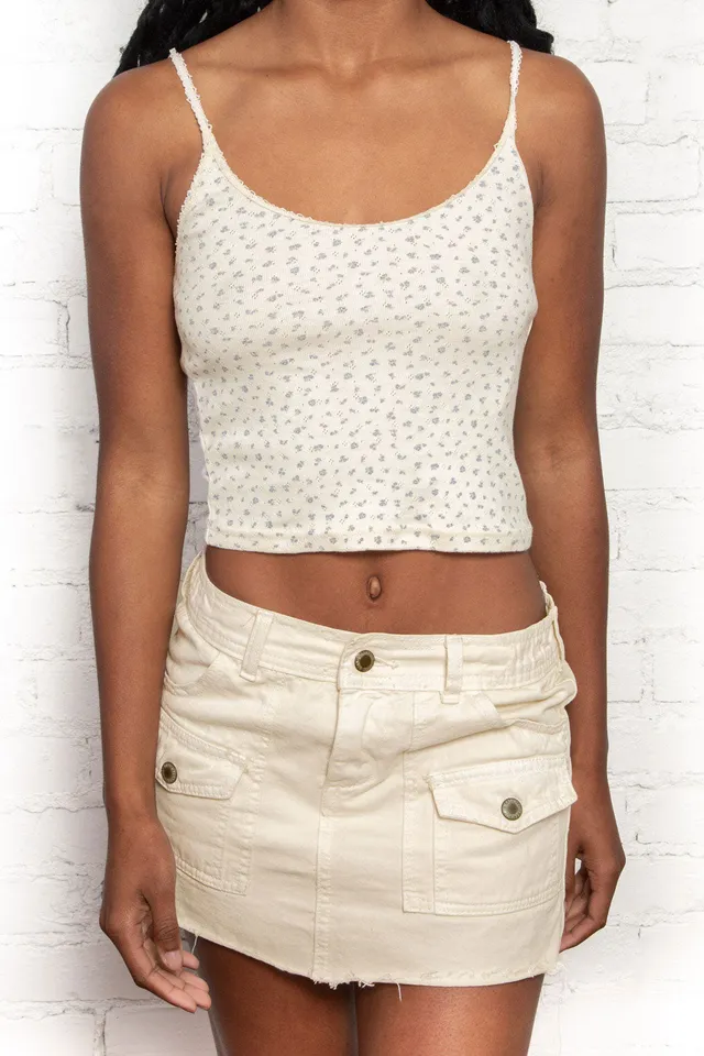 Tops  Brandy Melville Womens Amara Floral Tank Ivory With Rose