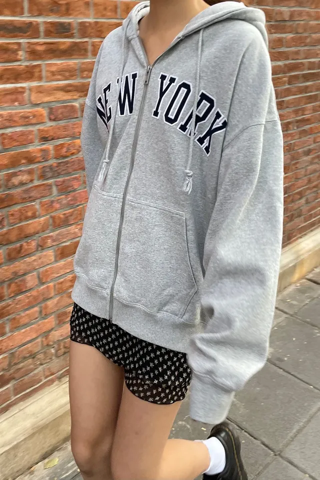 bnwot brandy melville i'll meet you in ny christy hoodie, Women's Fashion,  Tops, Other Tops on Carousell