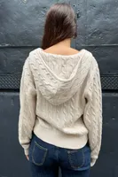 Brandy Melville Ayla Cable Knit Zip-Up Sweater