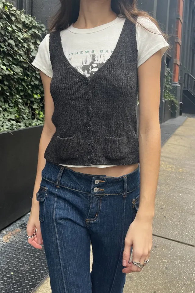 Vest Brandy Melville Grey size 1 0-5 in Cotton - 15886700