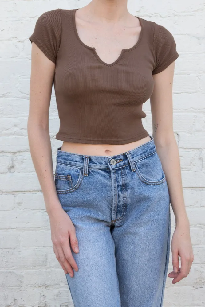 Brandy Melville Sage Green Ribbed Zelly Top One Size